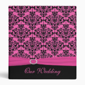 Pink and Black Damask Wedding Binder (Front)
