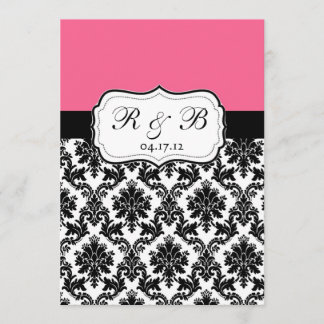 Pink and Black Damask Wedding Invite