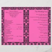 Pink and Black Damask Wedding Program (Back)