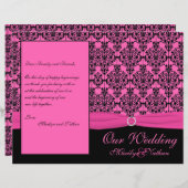 Pink and Black Damask Wedding Program (Front/Back)