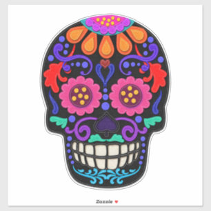 Pink and Black Day of the Dead Sugar Skull Large Sticker