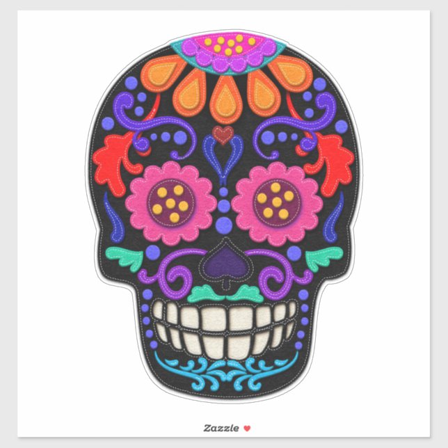 Pink and Black | Day of the Dead Sugar Skull Large Sticker (Sheet)