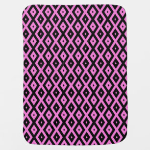 Pink and black diamond pattern baby blanket