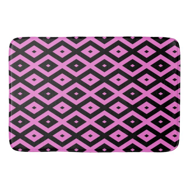 Pink and black diamond pattern bath mat (Front)