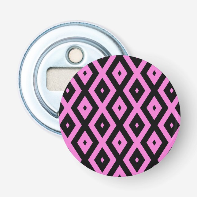 Pink and black diamond pattern bottle opener (Front)