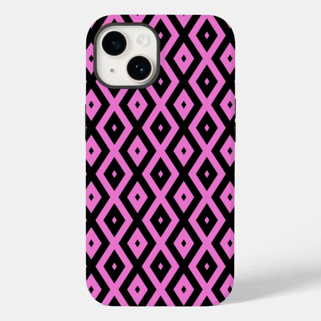 Pink and black diamond pattern Case-Mate iPhone case (Back)