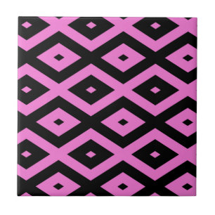 Pink and black diamond pattern ceramic tile