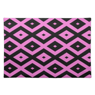 Pink and black diamond pattern cloth placemat
