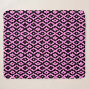 Pink and black diamond pattern sherpa blanket