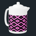 Pink and black diamond pattern teapot<br><div class="desc">Pink and black diamond pattern</div>