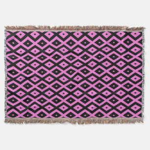 Pink and black diamond pattern throw blanket