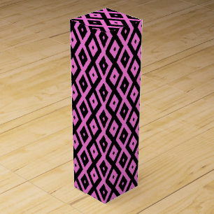 Pink and black diamond pattern wine box