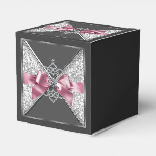 Pink and Black Diamond Sweet 16 Favor Boxes