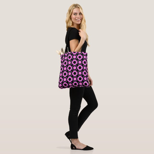 Pink And Black Donuts With Hot Pink Filling Tote Bag (On Model)