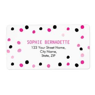 Pink and Black Dots Label