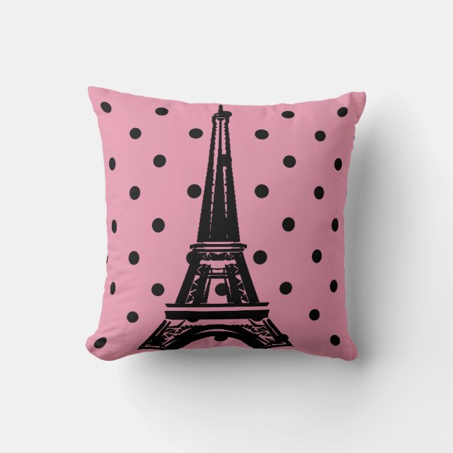 Pink and Black Eiffel Tower Pillows (Front)