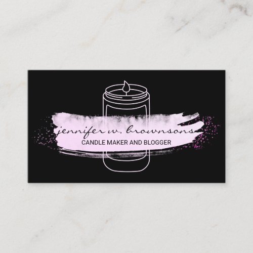Pink and black elegant simple soy candle business card