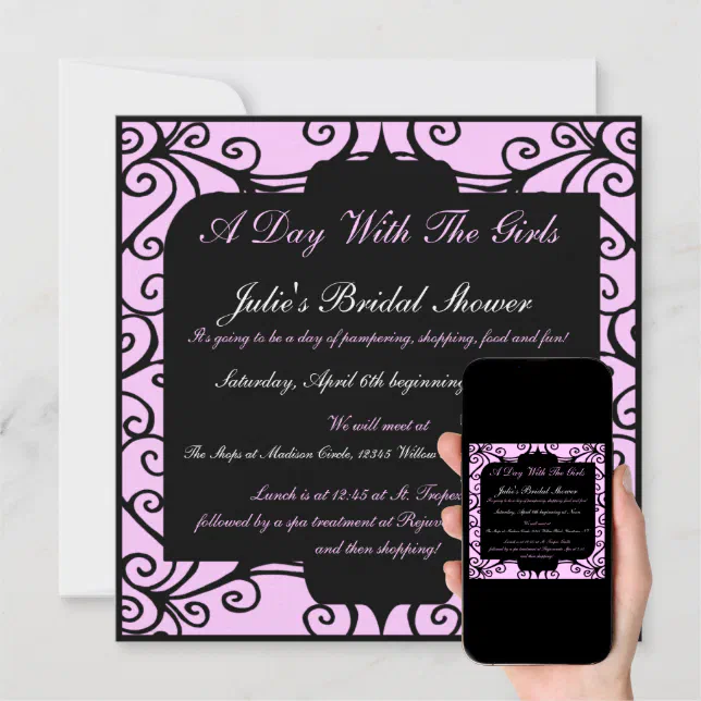 Pink and Black Fancy Invitations | Zazzle