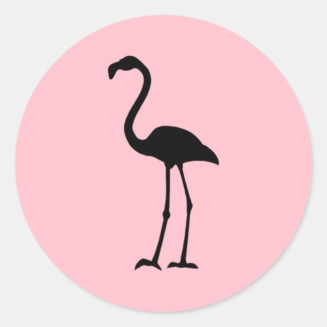Pink and Black Flamingo Classic Round Sticker (Front)
