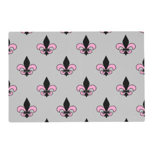 Pink and Black Fleur-de-Lis Placemat