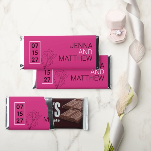 Pink and Black Floral Hershey Bar Favors