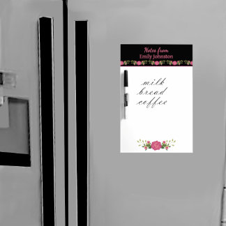 Pink and Black Floral Personalized Dry Erase Board