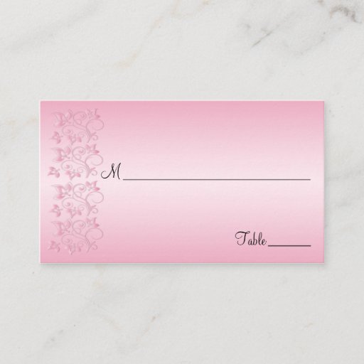 Customizable Pink and Black Floral Placecards Business Card