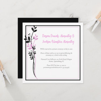 Pink and Black Floral Reception Only | Invitation