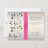 Pink and Black Floral Sweet 16 Party RSVP Card (Back)