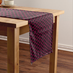 Pink and Black Flower Cluster Short Table Runner