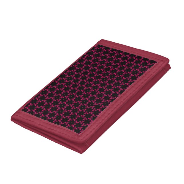 Pink and Black Flower Cluster  Trifold Wallet (Bottom)