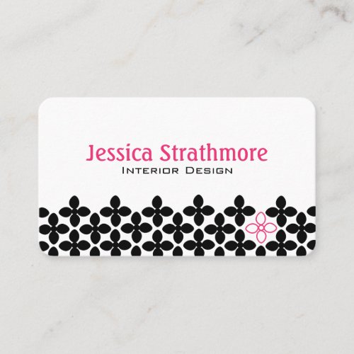 Modern Black Flower Business Card