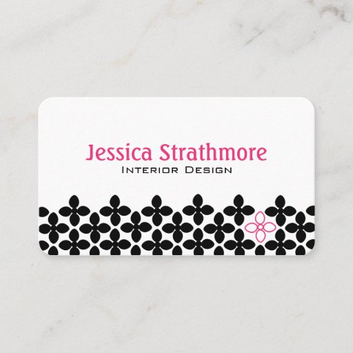 Customizable Modern Black Flower Business Card