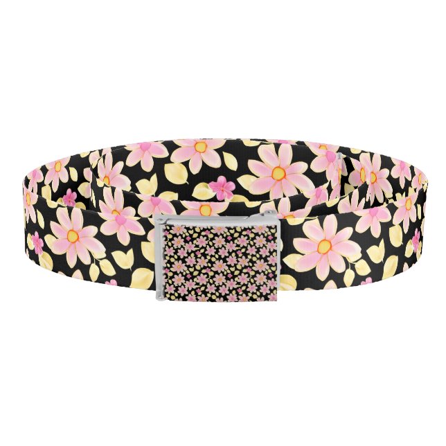 Pink and Black Flower Pattern  Belt (Coil)