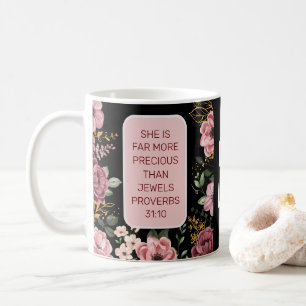 Pink and black flower Proverbs 31 Coffee Mug