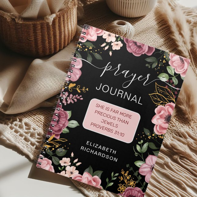 Pink and black flower Proverbs 31 prayer notebook (Creator Uploaded)