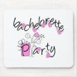 Pink and Black Flowers Bachelorette Party Mouse Pad