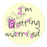 Pink and Black Flowers Bride Tshirts and Gifts Classic Round Sticker