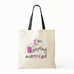 Pink and Black Flowers Bride Tshirts and Gifts Tote Bag