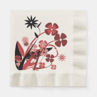 PINK AND BLACK FLOWERS NAPKINS