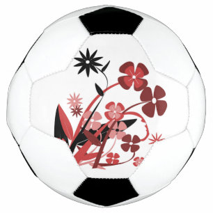 PINK AND BLACK FLOWERS SOCCER BALL