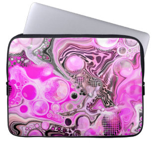 Pink and Black Fluid Art Laptop Sleeve