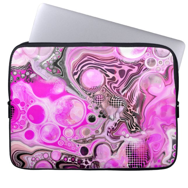 Pink and Black Fluid Art    Laptop Sleeve (Front)