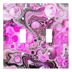Pink and Black Fluid Art Pour Painting Effect Light Switch Cover