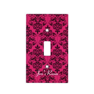 Pink and Black French Damask Light Switch Cover