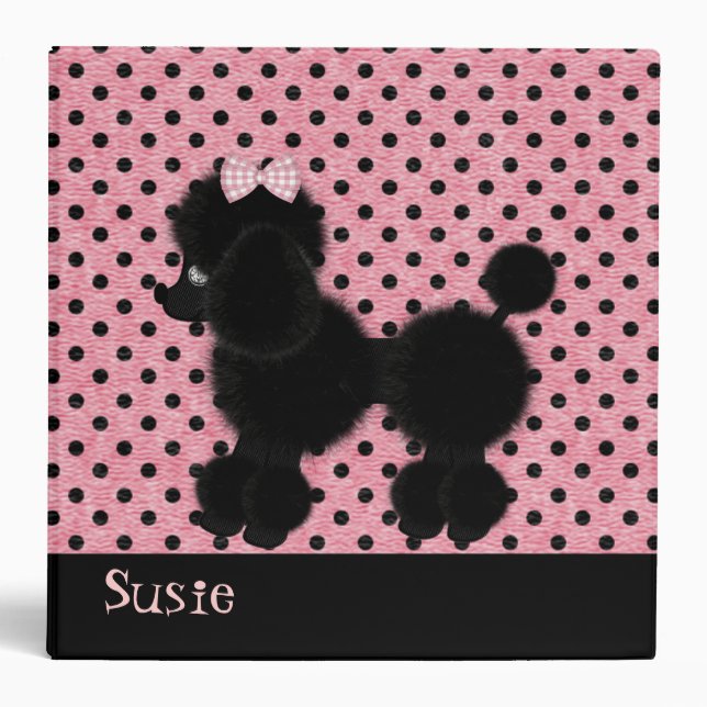 Pink and Black French Poodle Binder (Front)