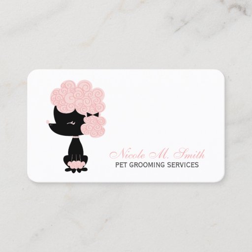Customizable Pink and Black French Poodle Business Card Templates