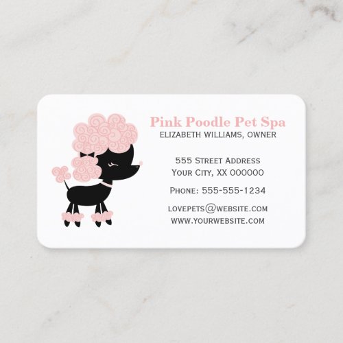 Pink and Black French Poodle Business Card