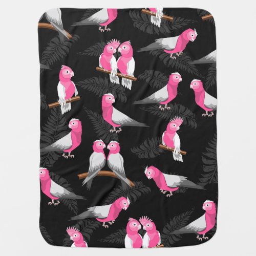 Pink and black galah pattern baby blanket