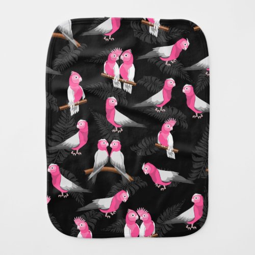 Pink and black galah pattern baby burp cloth